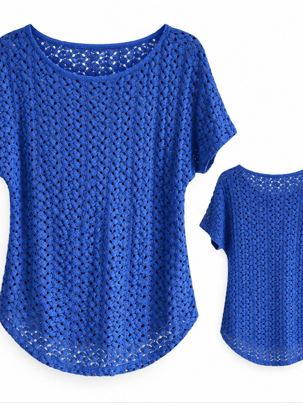 Pretty Rebellious Size S Cobalt Blue Crochet Lace Top Boho Coastal Romantic